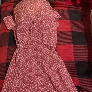 Floral Print long wrap dress